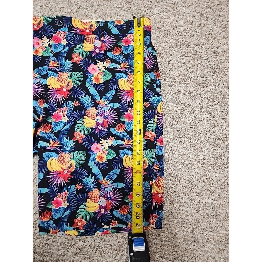 Hreski Shorts Mens 38x10‎ Black Floral Pineapple Golf Chino Abstract Colorful